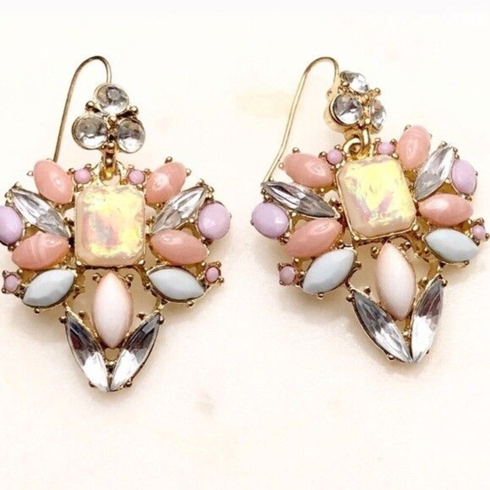 LEE by Lee Angel Irridscent Kaleidoscope Crystal Opal GOLD Drop Earrings NWT 70